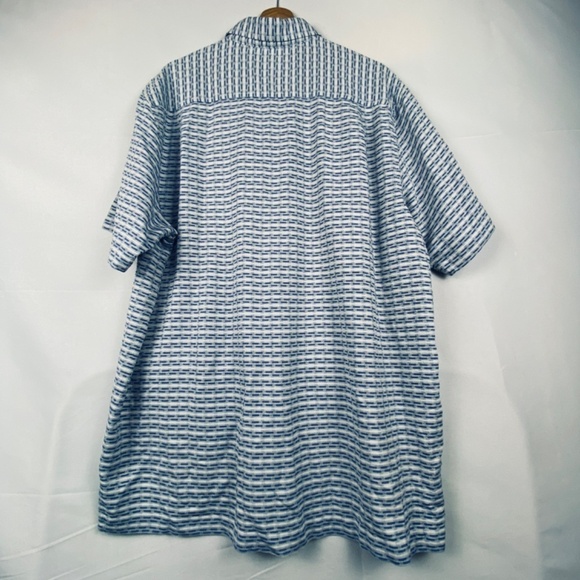 Tommy Bahama Men's Sz XL 100% Silk Short Sleeve Button Down Shirt blue Geometric - Picture 6 of 15